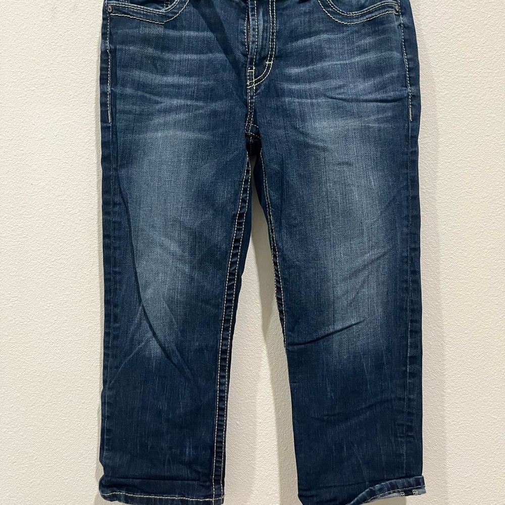 BKE Blue Ankle Cropped Jeans with Classic Indigo Wash